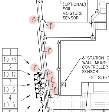 pipesizingspecs Pipe sizing specification on irrigation design drawing